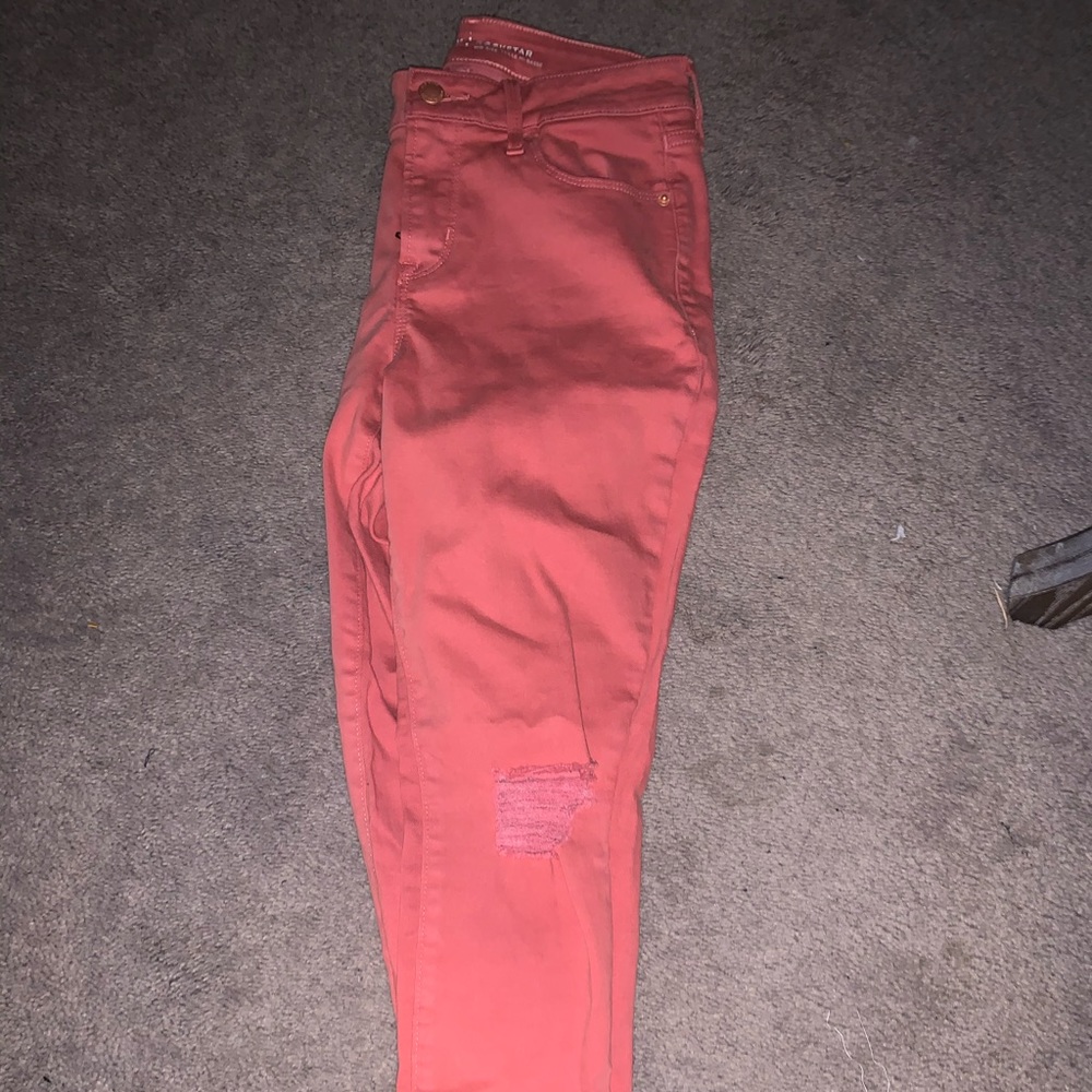 Old Navy Rockstar Coral Distressed Jeans